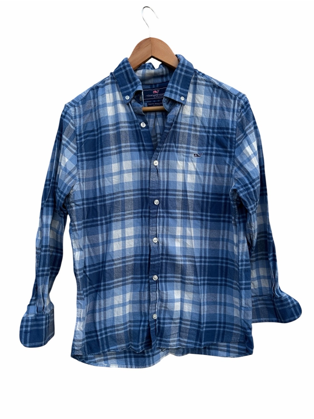 Vineyard Vines, slim fit, whale shirt, blue flannel size small